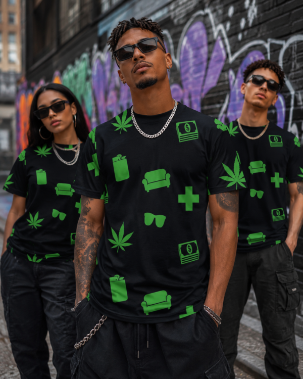 Green Smoke Icon Pattern T-Shirt