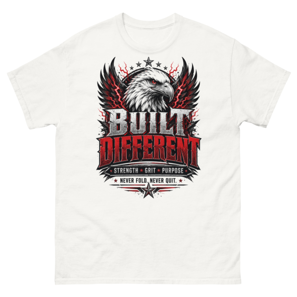 unisex-classic-tee-white-front-6ab4b480636bf.jpg Built Different Eagle Graphic T-Shirt