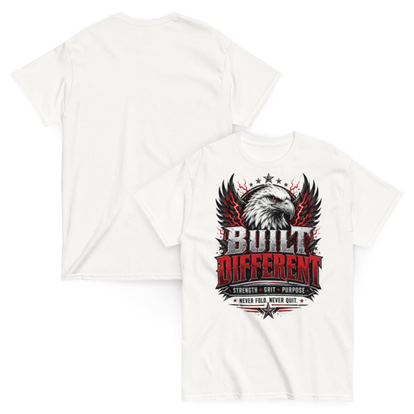 unisex-classic-tee-white-front-and-back-6ab4b4806527b.jpg Built Different Eagle Graphic T-Shirt