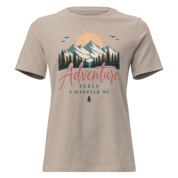 womens-relaxed-t-shirt-heather-stone-front-6ab5eda7eba93.webp Adventure Fuels a Happier Me Women’s T-Shirt