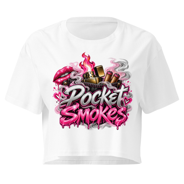 womens-crop-top-white-front-6ad320a517d7b.webp Pocket Smokes Women's Graphic Crop Top โ Pink Smoke Edition